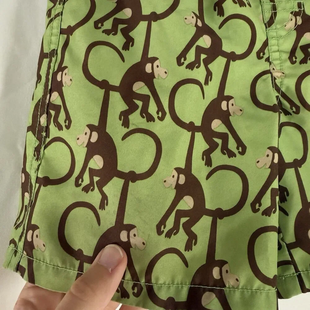 Baby Gap Swim Trunks Boy 18-24 Months Green Monkey Mesh Lined Pull On